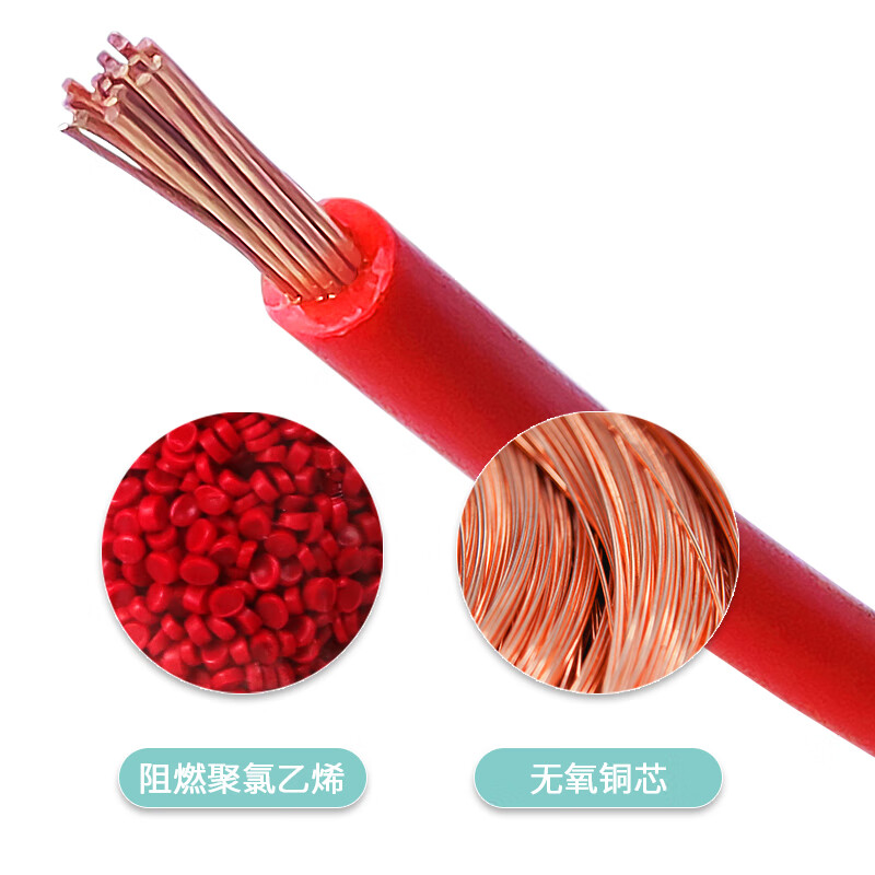 ZR-BVR-450/750V-1*1.0mm?单芯多股软铜线阻燃塑铜线 红色 95米/捆  1mm?-6mm?
