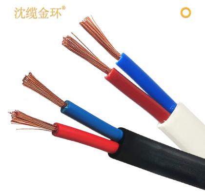 沈缆金环 2芯 ZR-RVV 1.0mm?-6mm?  聚氯乙烯绝缘聚氯乙烯护套软电缆  白色、玄色